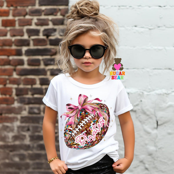 Custom Disco Football with Bow Toddler and Youth T-Shirt
