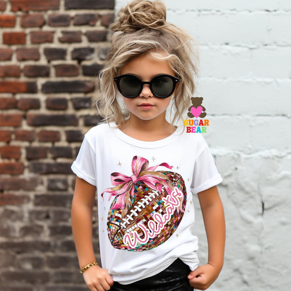 Custom Disco Football with Bow Toddler and Youth T-Shirt