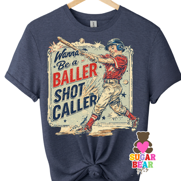 Baseball Baller Shot Caller Adult T-Shirt