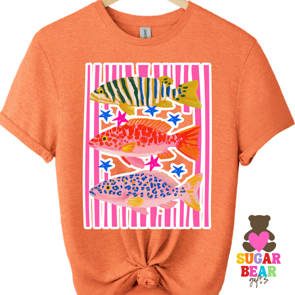 Preppy Coastal Fish Adult T-Shirt