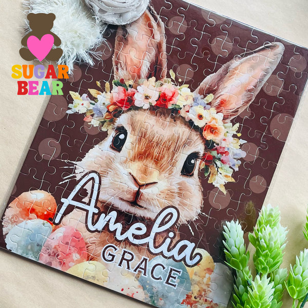 Personalized Easter Boho Bunny Puzzle