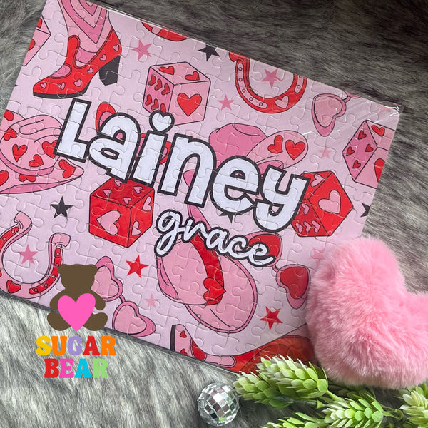 Personalized Retro Disco Cowgirl Puzzle