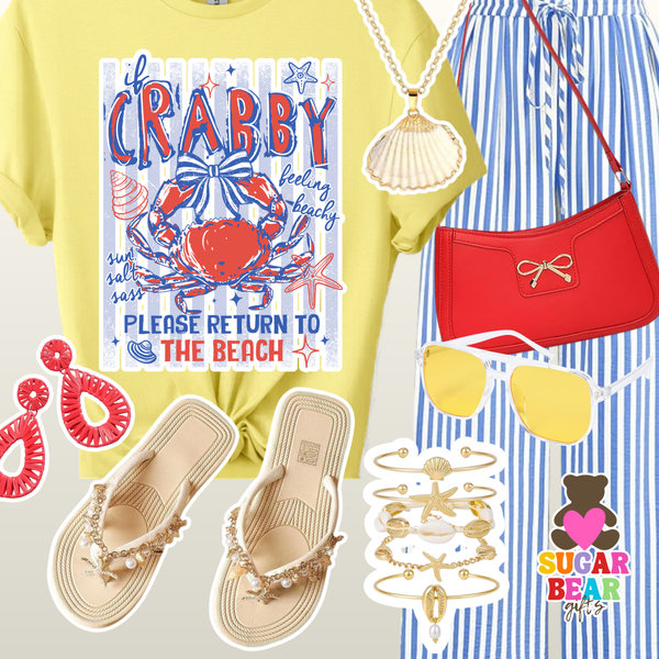 If Crabby Please Return to Beach Adult T-Shirt