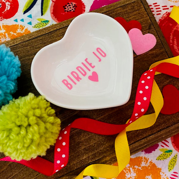 Personalized Heart Trinket Dish