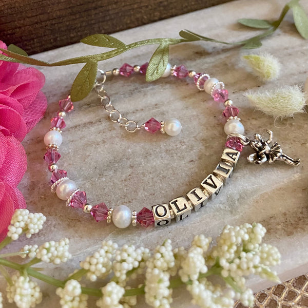 Personalized OLIVIA Crystal and Pearl Fairy Bracelet