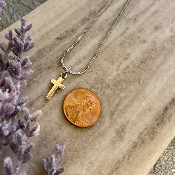 Boys Sterling Silver Minimalist Solid Cross Necklace - Boys First Communion Gift - Boys Baptism Gift